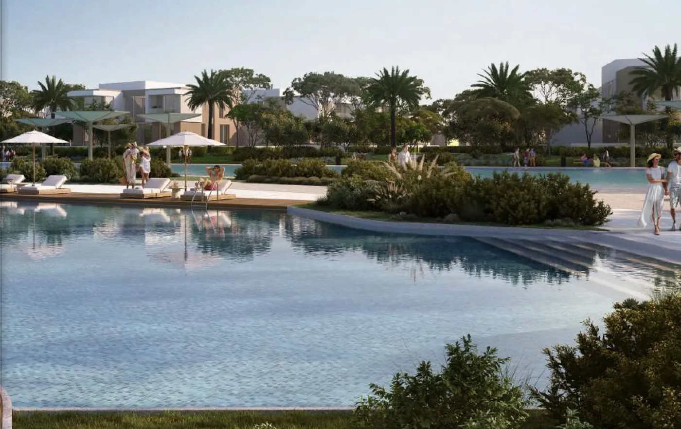Les bassins paysagers entre les villas de Bayn, rendu du promoteur